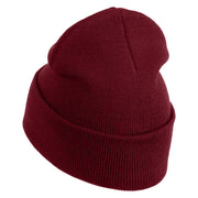 Thriller Wordmark Logo Embroidered 12" Long Knitted Beanie - Maroon OSFM