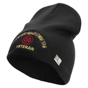 U.S. Army 27th Infantry Brigade Combat Team Symbol Embroidered 8 Inch Solid Knit Short Beanie Made in USA - Black OSFM