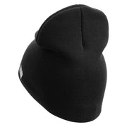 U.S. Army 27th Infantry Brigade Combat Team Symbol Embroidered 8 Inch Solid Knit Short Beanie Made in USA - Black OSFM