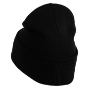 Spooky Upside Down Logo Embroidered 12" Long Knitted Beanie - Black OSFM