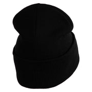 Spooky Upside Down Logo Embroidered 12" Long Knitted Beanie - Black OSFM