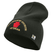 U.S. Army 28th Infantry Division Symbol Embroidered 8 Inch Solid Knit Short Beanie Made in USA - Graphite OSFM