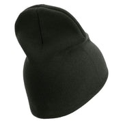 U.S. Army 28th Infantry Division Symbol Embroidered 8 Inch Solid Knit Short Beanie Made in USA - Graphite OSFM