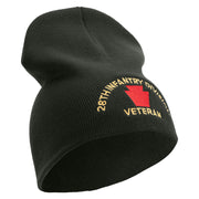 U.S. Army 28th Infantry Division Symbol Embroidered 8 Inch Solid Knit Short Beanie Made in USA - Graphite OSFM