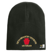 U.S. Army 28th Infantry Division Symbol Embroidered 8 Inch Solid Knit Short Beanie Made in USA - Graphite OSFM