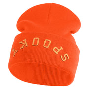 Spooky Upside Down Logo Embroidered 12" Long Knitted Beanie - Orange OSFM