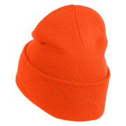 Spooky Upside Down Logo Embroidered 12" Long Knitted Beanie - Orange OSFM