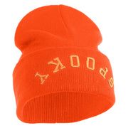 Spooky Upside Down Logo Embroidered 12" Long Knitted Beanie - Orange OSFM