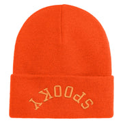 Spooky Upside Down Logo Embroidered 12" Long Knitted Beanie - Orange OSFM