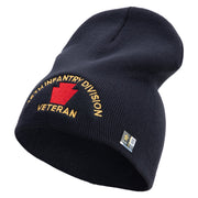 U.S. Army 28th Infantry Division Symbol Embroidered 8 Inch Solid Knit Short Beanie Made in USA - Navy OSFM