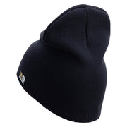 U.S. Army 28th Infantry Division Symbol Embroidered 8 Inch Solid Knit Short Beanie Made in USA - Navy OSFM