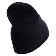 U.S. Army 28th Infantry Division Symbol Embroidered 8 Inch Solid Knit Short Beanie Made in USA - Navy OSFM