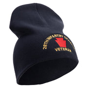 U.S. Army 28th Infantry Division Symbol Embroidered 8 Inch Solid Knit Short Beanie Made in USA - Navy OSFM