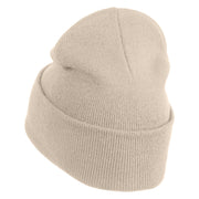 Spooky Upside Down Logo Embroidered 12" Long Knitted Beanie - Birch OSFM