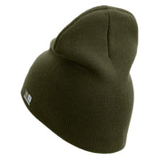 U.S. Army 28th Infantry Division Symbol Embroidered 8 Inch Solid Knit Short Beanie Made in USA - Olive OSFM