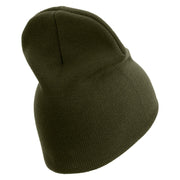 U.S. Army 28th Infantry Division Symbol Embroidered 8 Inch Solid Knit Short Beanie Made in USA - Olive OSFM