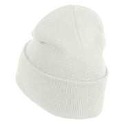 Spooky Upside Down Logo Embroidered 12" Long Knitted Beanie - White OSFM