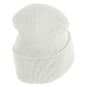 Spooky Upside Down Logo Embroidered 12" Long Knitted Beanie - White OSFM