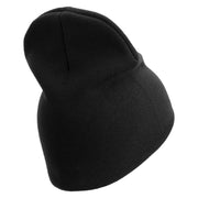 U.S. Army 28th Infantry Division Symbol Embroidered 8 Inch Solid Knit Short Beanie Made in USA - Black OSFM