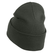 Spooky Upside Down Logo Embroidered 12" Long Knitted Beanie - Dark Grey OSFM