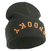 Spooky Upside Down Logo Embroidered 12" Long Knitted Beanie - Dark Grey OSFM