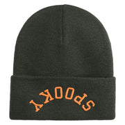 Spooky Upside Down Logo Embroidered 12" Long Knitted Beanie - Dark Grey OSFM