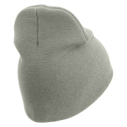 U.S. Army 29th Infantry Brigade Combat Team Symbol Embroidered 8 Inch Solid Knit Short Beanie Made in USA - Dk-Ash OSFM