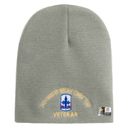 U.S. Army 29th Infantry Brigade Combat Team Symbol Embroidered 8 Inch Solid Knit Short Beanie Made in USA - Dk-Ash OSFM