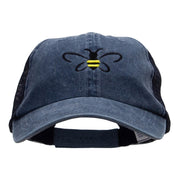 Bumble Bee Embroidered Washed Trucker Cap