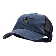 Bumble Bee Embroidered Washed Trucker Cap