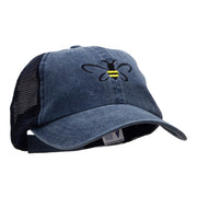 Bumble Bee Embroidered Washed Trucker Cap