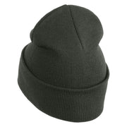 Anime Ninja Cloud Logo Embroidered 12" Long Knitted Beanie - Dark Grey OSFM