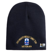 U.S. Army 29th Infantry Brigade Combat Team Symbol Embroidered 8 Inch Solid Knit Short Beanie Made in USA - Navy OSFM