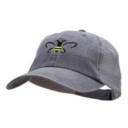 Bumble Bee Embroidered Washed Trucker Cap