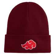 Anime Ninja Cloud Logo Embroidered 12" Long Knitted Beanie - Maroon OSFM