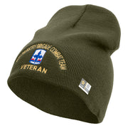 U.S. Army 29th Infantry Brigade Combat Team Symbol Embroidered 8 Inch Solid Knit Short Beanie Made in USA - Olive OSFM
