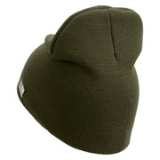 U.S. Army 29th Infantry Brigade Combat Team Symbol Embroidered 8 Inch Solid Knit Short Beanie Made in USA - Olive OSFM