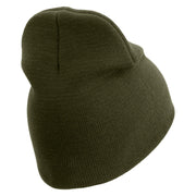 U.S. Army 29th Infantry Brigade Combat Team Symbol Embroidered 8 Inch Solid Knit Short Beanie Made in USA - Olive OSFM