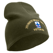 U.S. Army 29th Infantry Brigade Combat Team Symbol Embroidered 8 Inch Solid Knit Short Beanie Made in USA - Olive OSFM