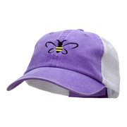 Bumble Bee Embroidered Washed Trucker Cap