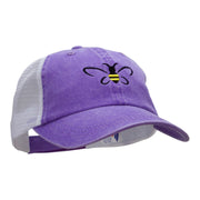 Bumble Bee Embroidered Washed Trucker Cap