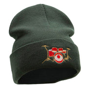 Drum Set Embroidered 12 Inch Long Knitted Beanie