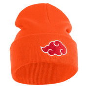 Anime Ninja Cloud Logo Embroidered 12" Long Knitted Beanie - Orange OSFM