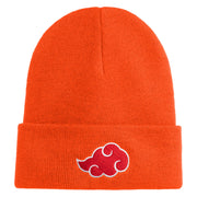 Anime Ninja Cloud Logo Embroidered 12" Long Knitted Beanie - Orange OSFM