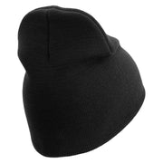 U.S. Army 29th Infantry Brigade Combat Team Symbol Embroidered 8 Inch Solid Knit Short Beanie Made in USA - Black OSFM