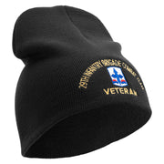 U.S. Army 29th Infantry Brigade Combat Team Symbol Embroidered 8 Inch Solid Knit Short Beanie Made in USA - Black OSFM