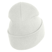 Anime Ninja Cloud Logo Embroidered 12" Long Knitted Beanie - White OSFM