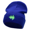 Sound Wave Embroidered 12 Inch Long Knitted Beanie