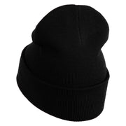 Trick Or Treat Puppy Embroidered 12" Long Knitted Beanie - Black OSFM