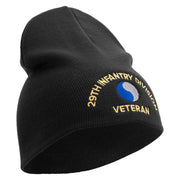 U.S. Army 29th Infantry Division Symbol Embroidered 8 Inch Solid Knit Short Beanie Made in USA - Black OSFM